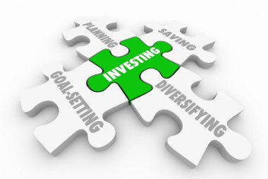 Investing Stocks Bonds Grow Wealth Puzzle  clipart