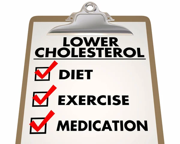 Lista de comprobación de colesterol más baja Dieta Ejercicio — Foto de Stock