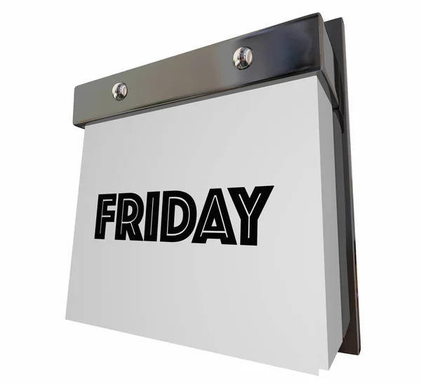 Sexta-feira fim de semana Calendário Dia Página — Fotografia de Stock