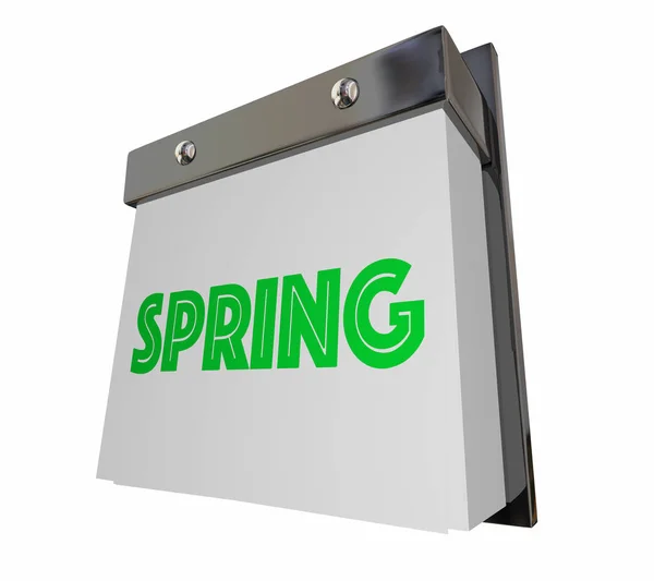 Frühling Jahreszeit Wort ändern Kalenderseite — Stockfoto