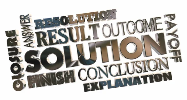 Solution Answer Problem Solved Word Collage — Stock Photo, Image