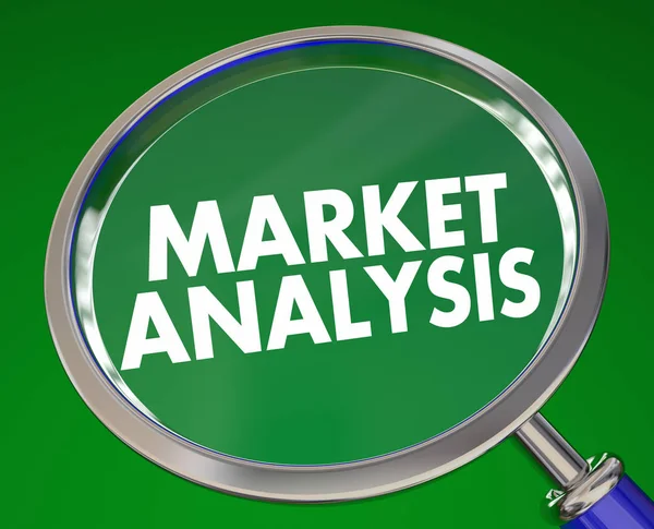 Market Analysis Competitive Research Magnifying Glass — Stock Photo, Image