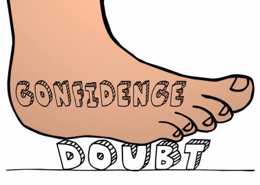 Confidence Foot Vs Doubt clipart