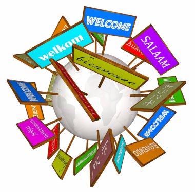Welcome signs in Different Languages clipart