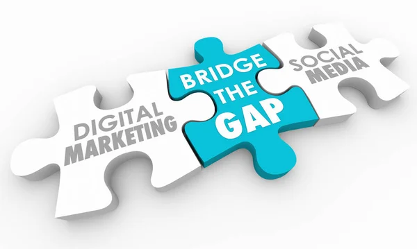 Brücke Lücke digitales Marketing Puzzle — Stockfoto