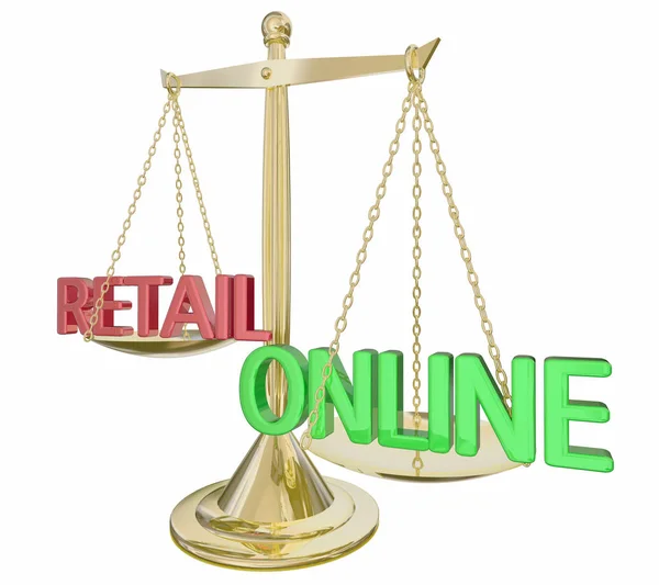 Online Vs Retail guld skala — Stockfoto