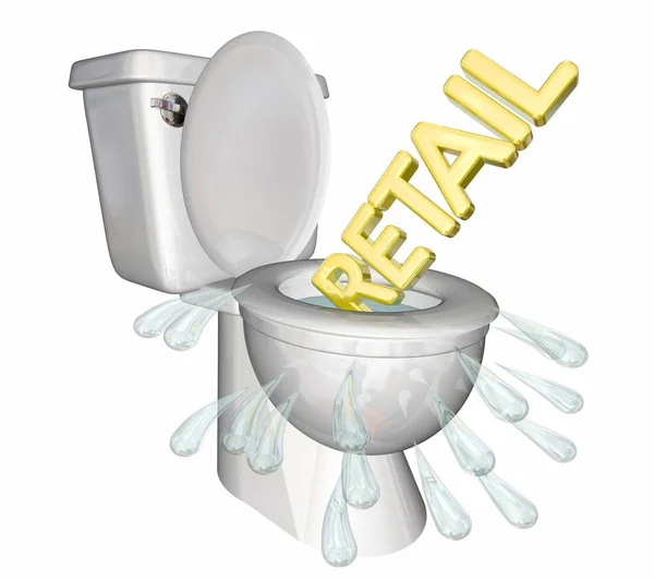 Retail Flushing Down Toilet — Stock Photo, Image