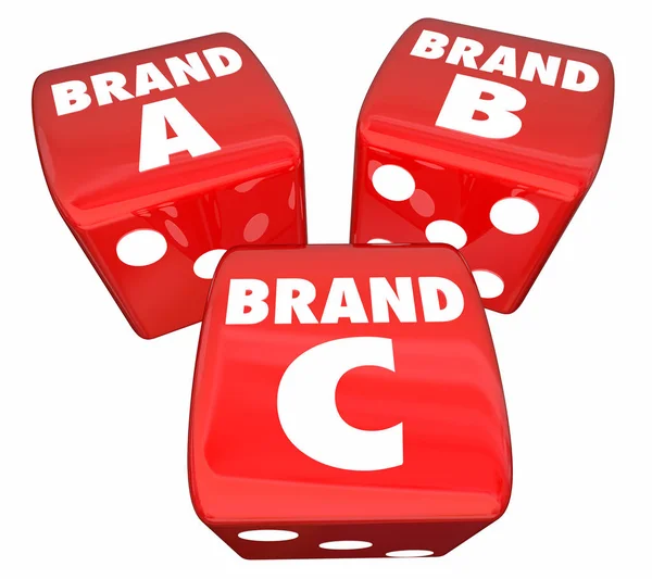 Brands A B C Rolling Dice — Stock Photo, Image