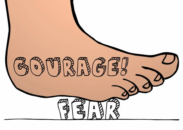 Courage Vs Fear Stomping — Stock Photo, Image