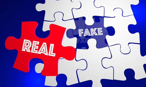 Real Vs Fake Puzzle — Stock Photo, Image