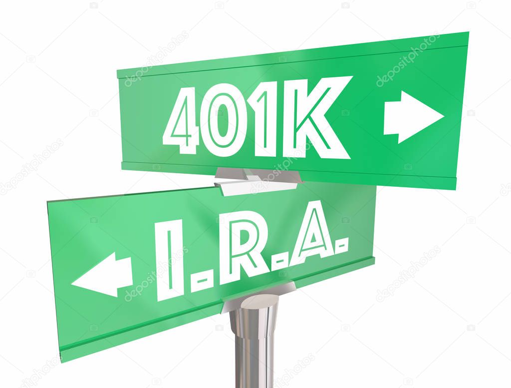 IRA Vs 401K RoadSigns