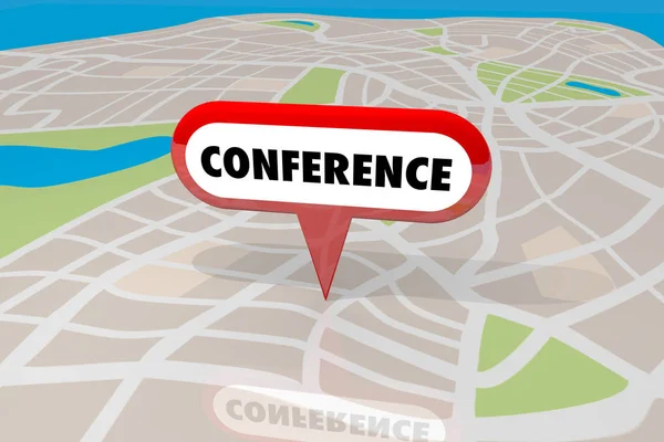 Mapa de ubicación de la conferencia Pin — Foto de Stock