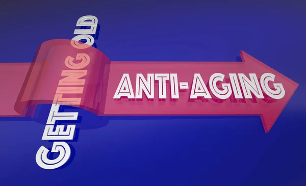 Anty-Aging słowa na strzałkę — Zdjęcie stockowe