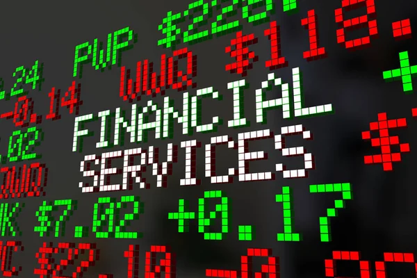 Mots Services financiers sur le conseil de la Bourse — Photo