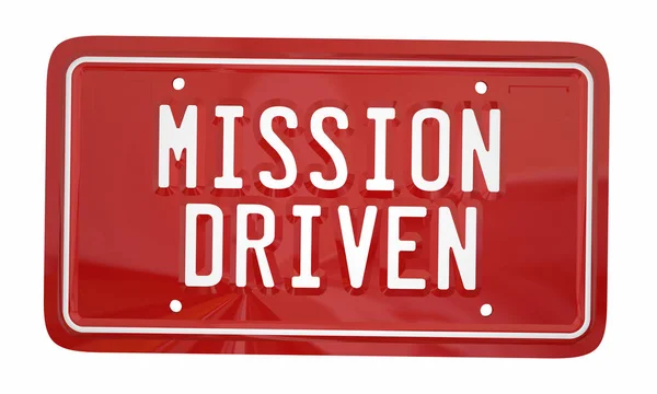 Bil skylt med text Mission Driven — Stockfoto