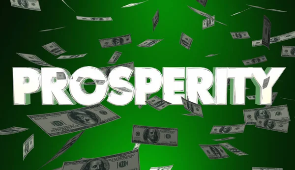 Dinheiro Dinheiro com palavra Prosperidade — Fotografia de Stock