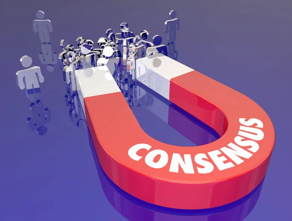 Ímã com palavra Consenso — Fotografia de Stock
