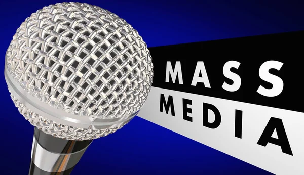 Microfoon met tekst massamedia — Stockfoto