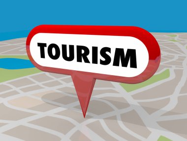 Turizm harita PIN seyahat konumu hedef 3d çizim