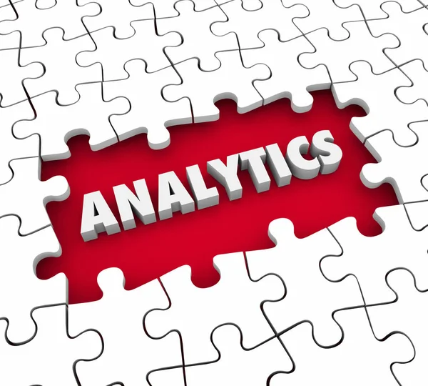 Woord Analytics in puzzel stukjes gat — Stockfoto