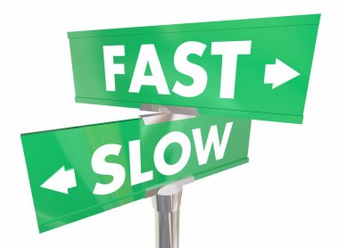 Fast Vs Slow Two Road Signs clipart