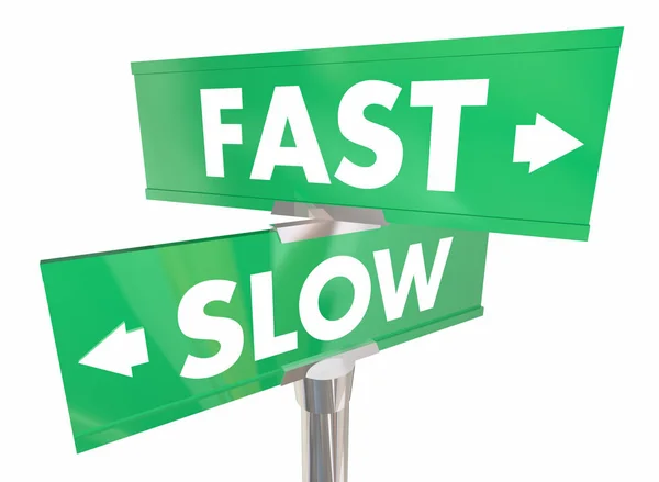 Fast Vs Slow Two Road Signs — Stock Photo, Image