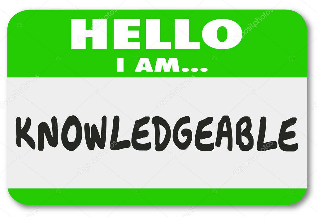 Knowledgeable Hello I Am Name Tag 