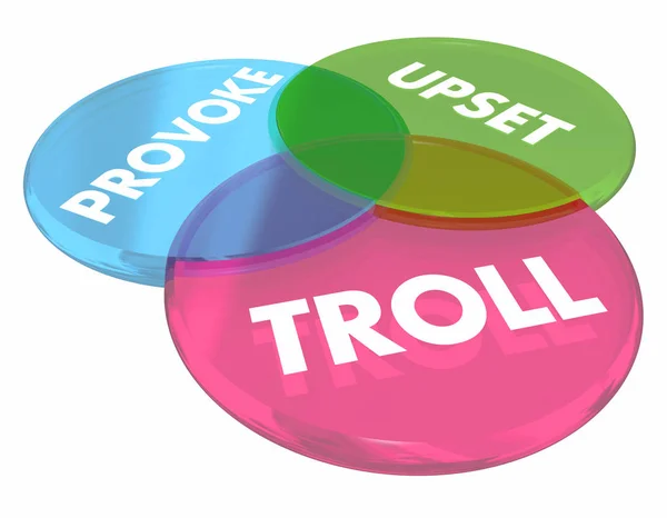 Troll Provocar enojo Diagrama Venn — Foto de Stock