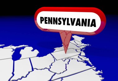 Pennsylvania PA State Map Pin Location  clipart