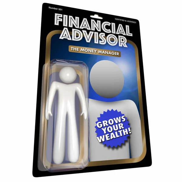 Finansiell rådgivare Action figur pengar — Stockfoto