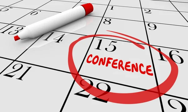 Kalendarz konferencji Data dzień krążyły, planowanie — Zdjęcie stockowe