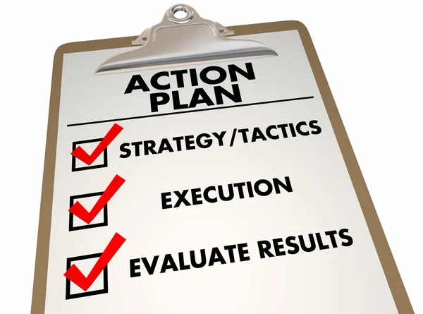 Action Plan Clipboard Checklist Strategy — Stock Photo, Image