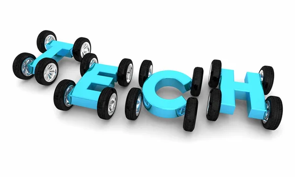 Tech bil fordon rullande bokstäver ny teknik — Stockfoto