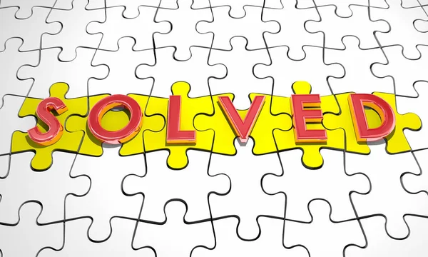 Solved Puzzle Pieces Solution Word — Stock Photo, Image