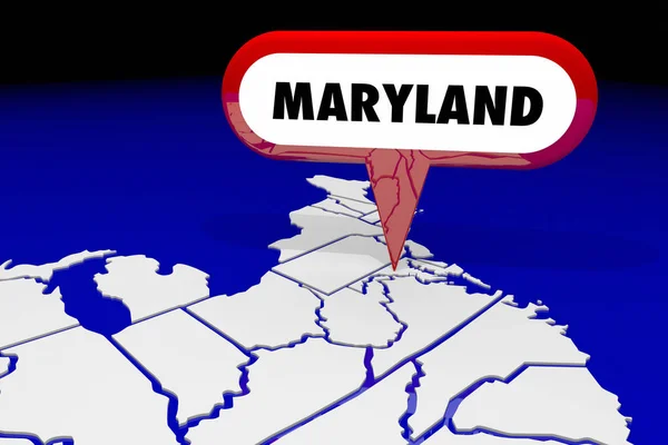 Maryland MD Mapa do Estado Localização do Pin — Fotografia de Stock