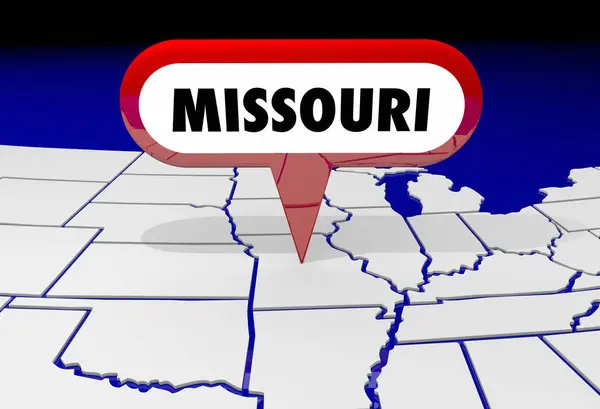 Missouri Mo staat kaart Pin locatie — Stockfoto