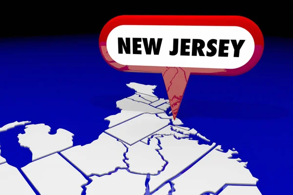 Nieuwe Jersey Nj staat kaart Pin locatie — Stockfoto