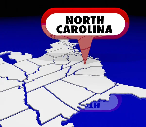 North Carolina Nc State kaart Pin locatie — Stockfoto