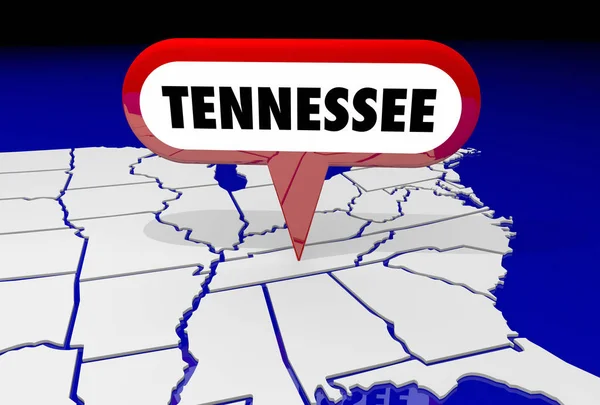 Tennessee Tn állami Térkép Pin hely — Stock Fotó