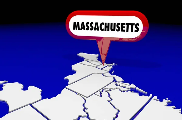 Massachusetts Ma staat kaart Pin locatie — Stockfoto