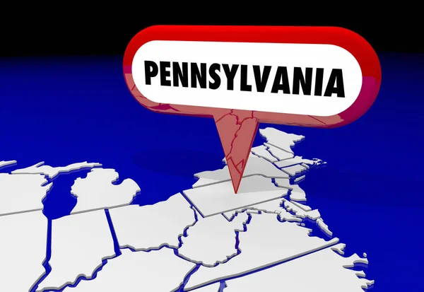 Pennsylvania Pa staat kaart Pin locatie — Stockfoto