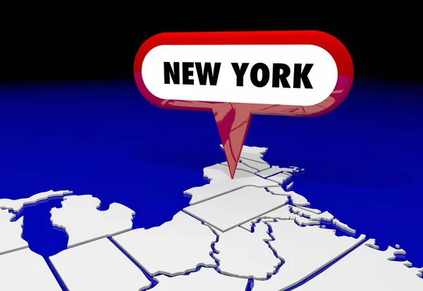 New York Ny State kaart Pin locatie — Stockfoto