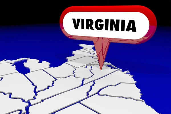 Virginia VA Mapa del estado Ubicación del Pin —  Fotos de Stock