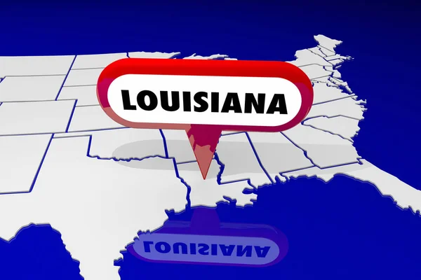 Louisiana La staat kaart Pin locatie — Stockfoto