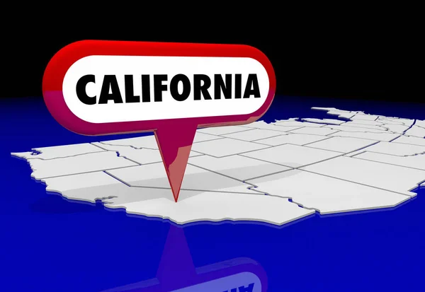 California Ca állami Térkép Pin hely — Stock Fotó