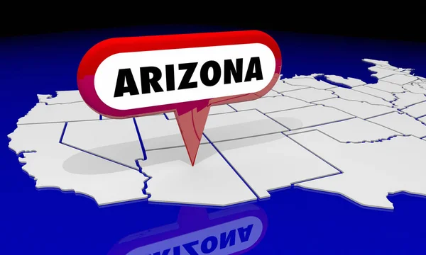 Arizona Az staat kaart Pin locatie — Stockfoto