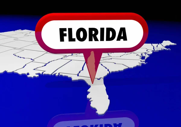 Florida Fl statliga karta PIN-läge — Stockfoto