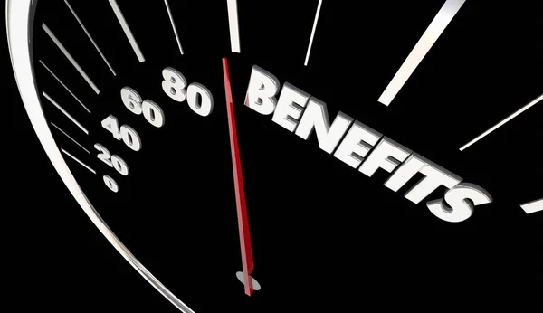 Benefits Features Compensation Speedometer — Stock Photo, Image