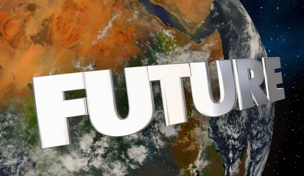 Future Word Wrapping Around Planet — Stock Photo, Image