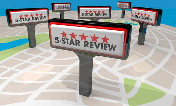 5 Star Review Restaurant Store Signs — Stock Photo, Image